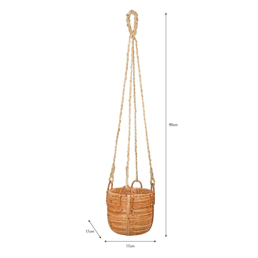 Mayfield Rattan Hanging Plant Pot-Planters-Yester Home