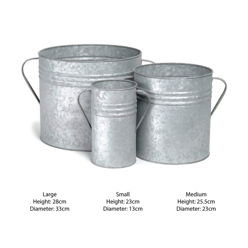 Galvanised Set Of 3 Planters-planter-The Little House Shop