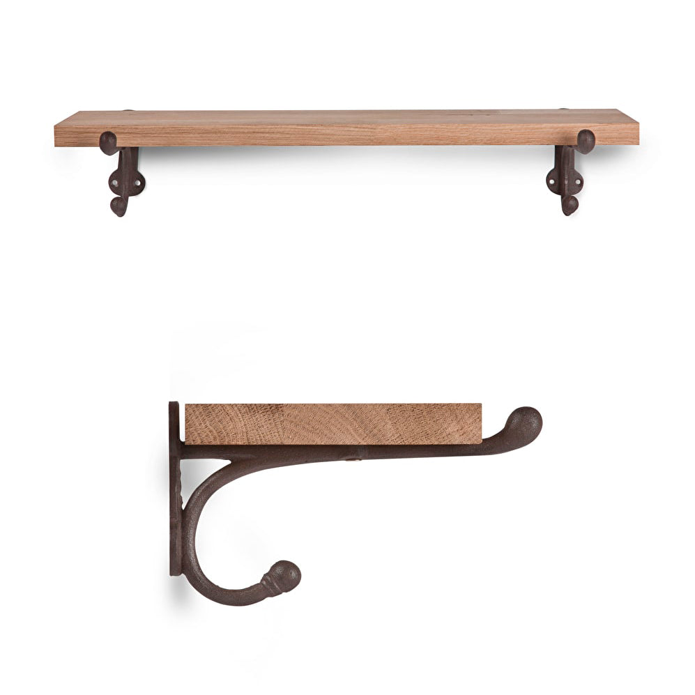 Raw Oak Shelf With Cast Iron Bracket-shelf-The Little House Shop