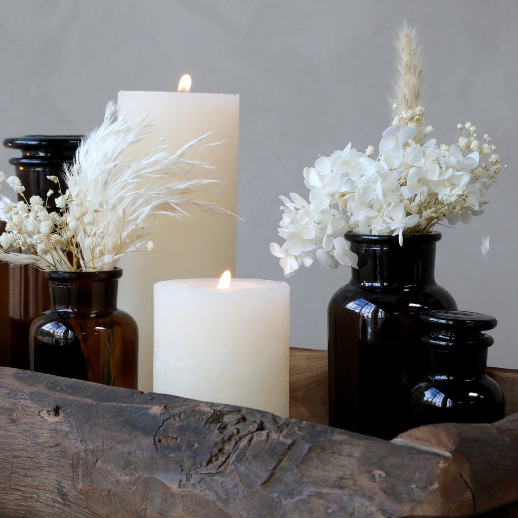 Set Of 5 Amber Glass Apothecary Jars