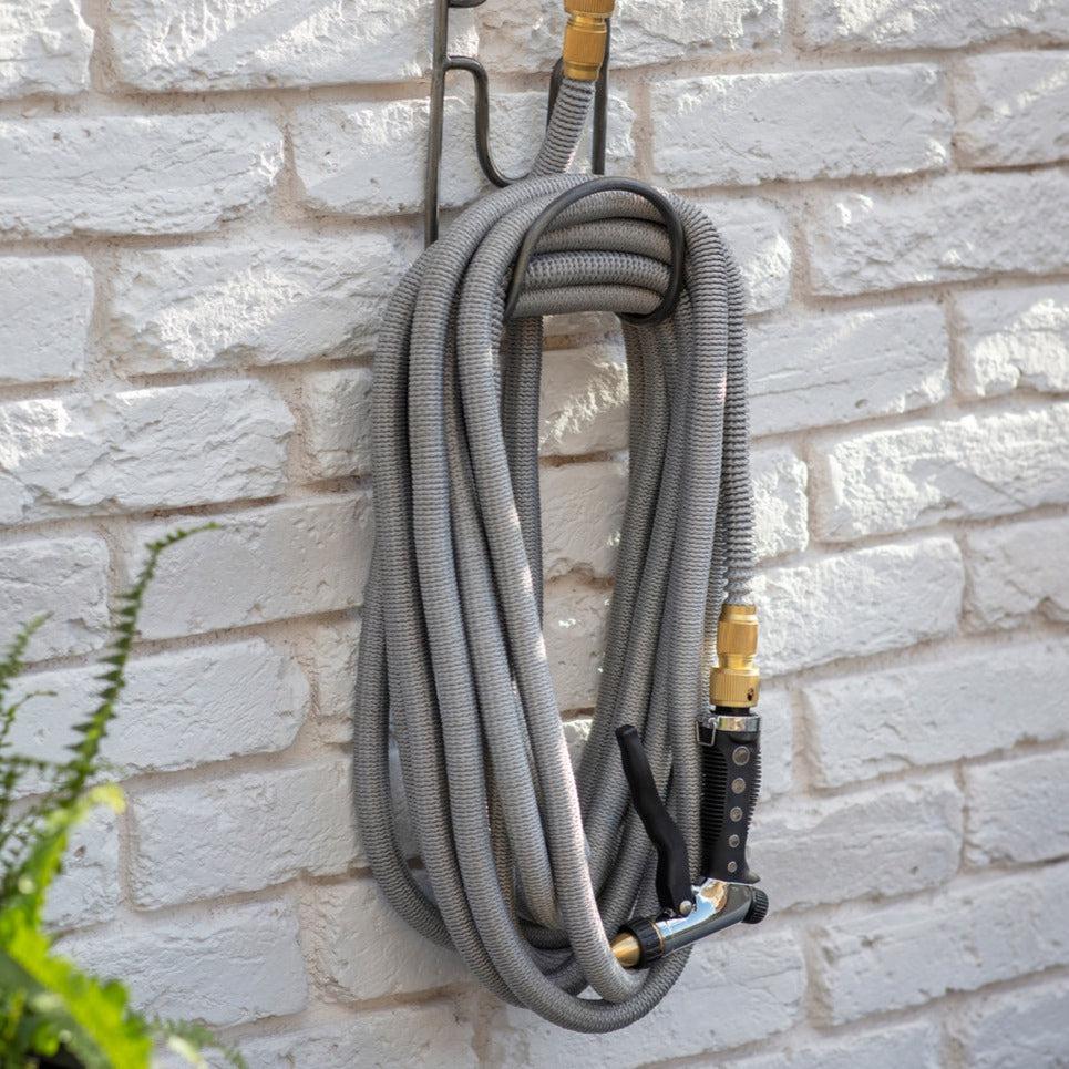 Brass & Grey Hose with Adjustable Spray Gun-Garden Hose Storage-Yester Home