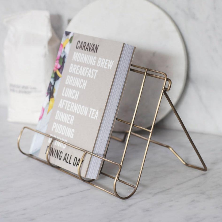 Brompton Cook Book Holder | Antique Brass-Book Stands & Rests-Yester Home