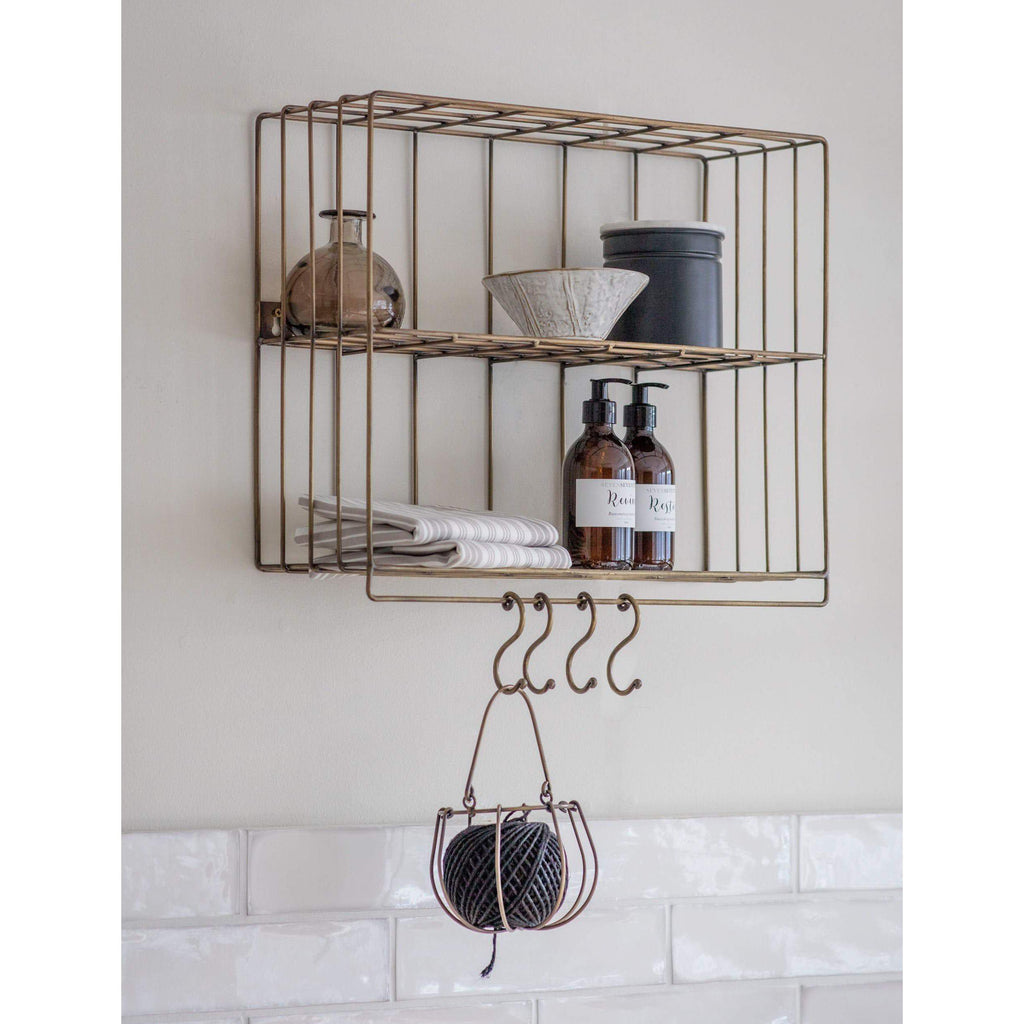 Brompton Wall Rack with Hooks-Racks & Shelves-Yester Home