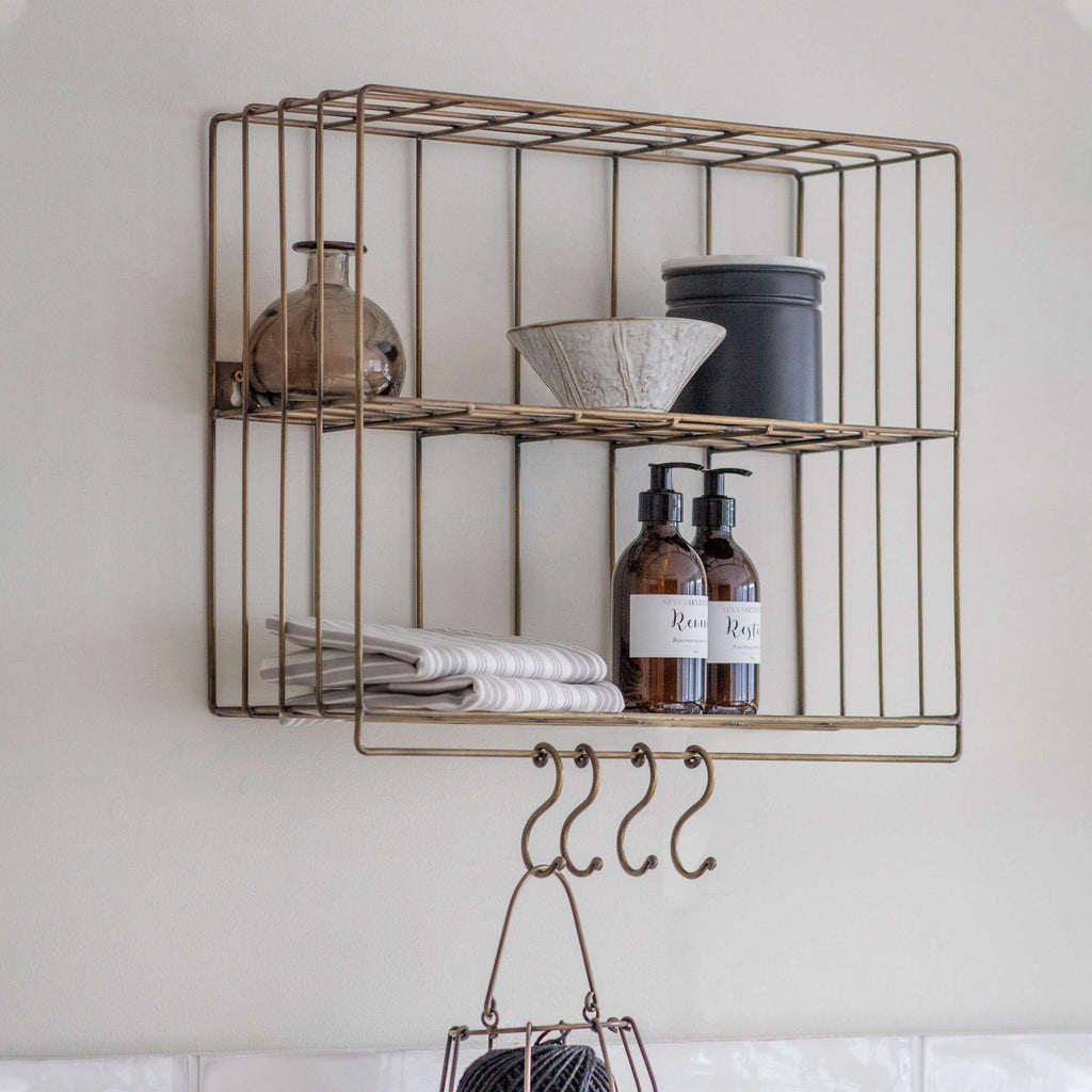 Brompton Wall Rack with Hooks-Racks & Shelves-Yester Home