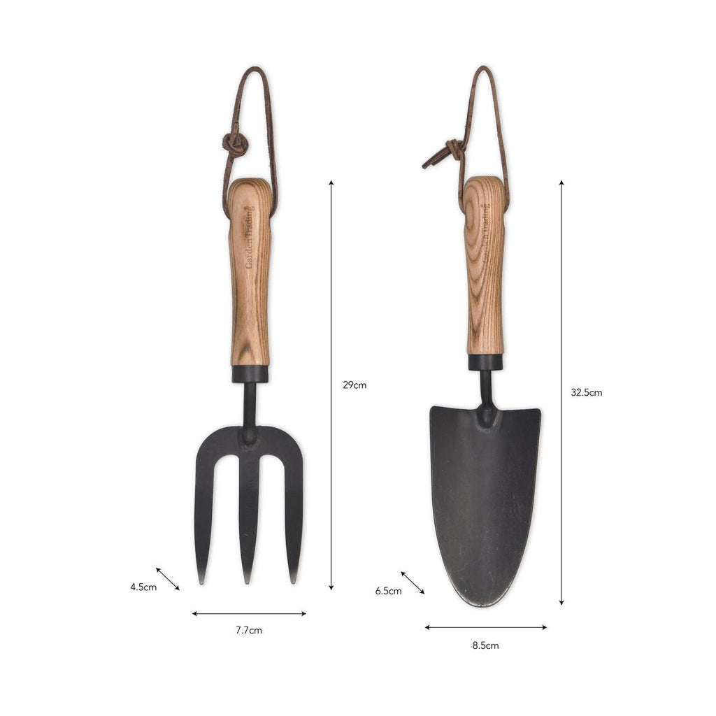 Horton Fork and Trowel Set in Black | Ash & Steel-Gardening Tools-Yester Home