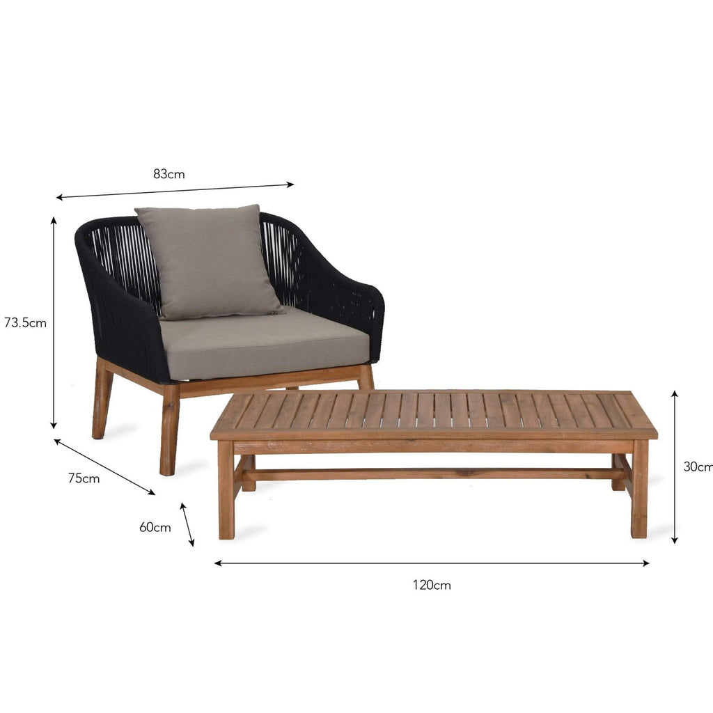 Polyrope Luccombe Armchair Set-outdoor furniture-The Little House Shop