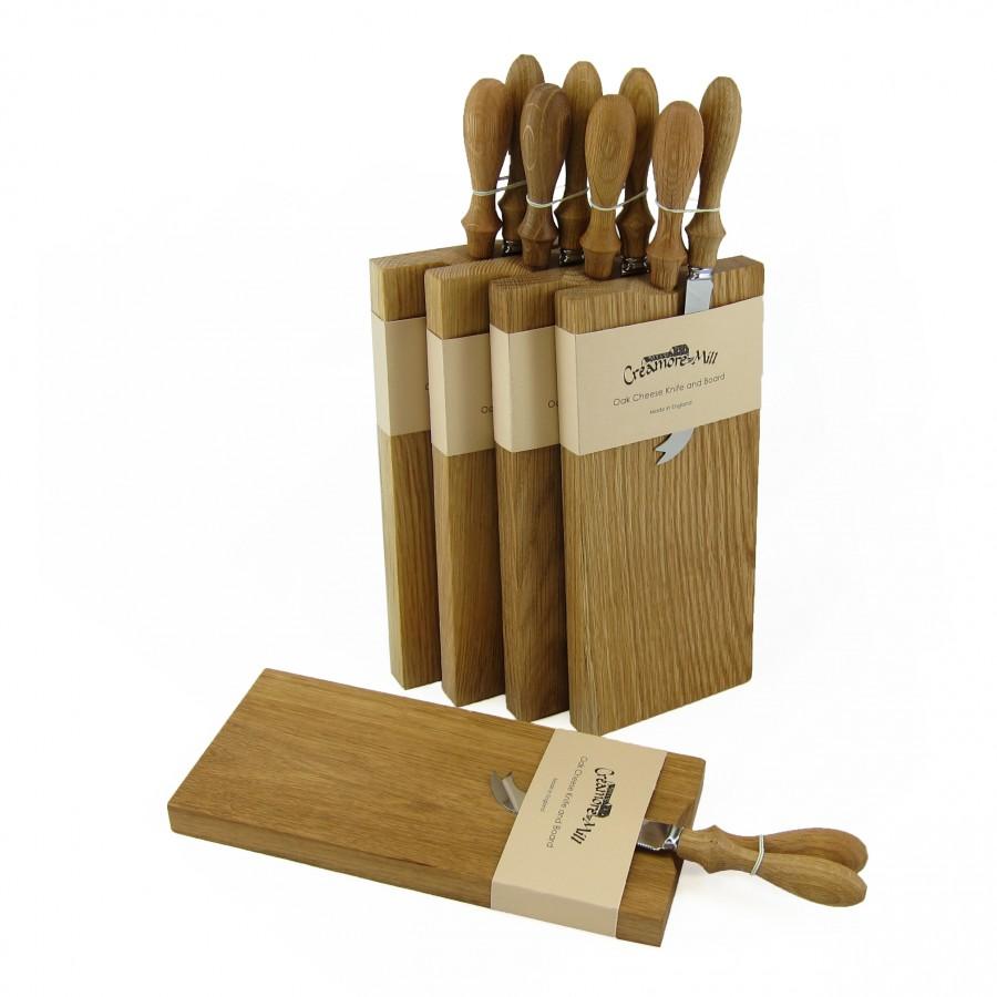 Oak Cheese Board & Knife Set-Cheese Knives-Yester Home