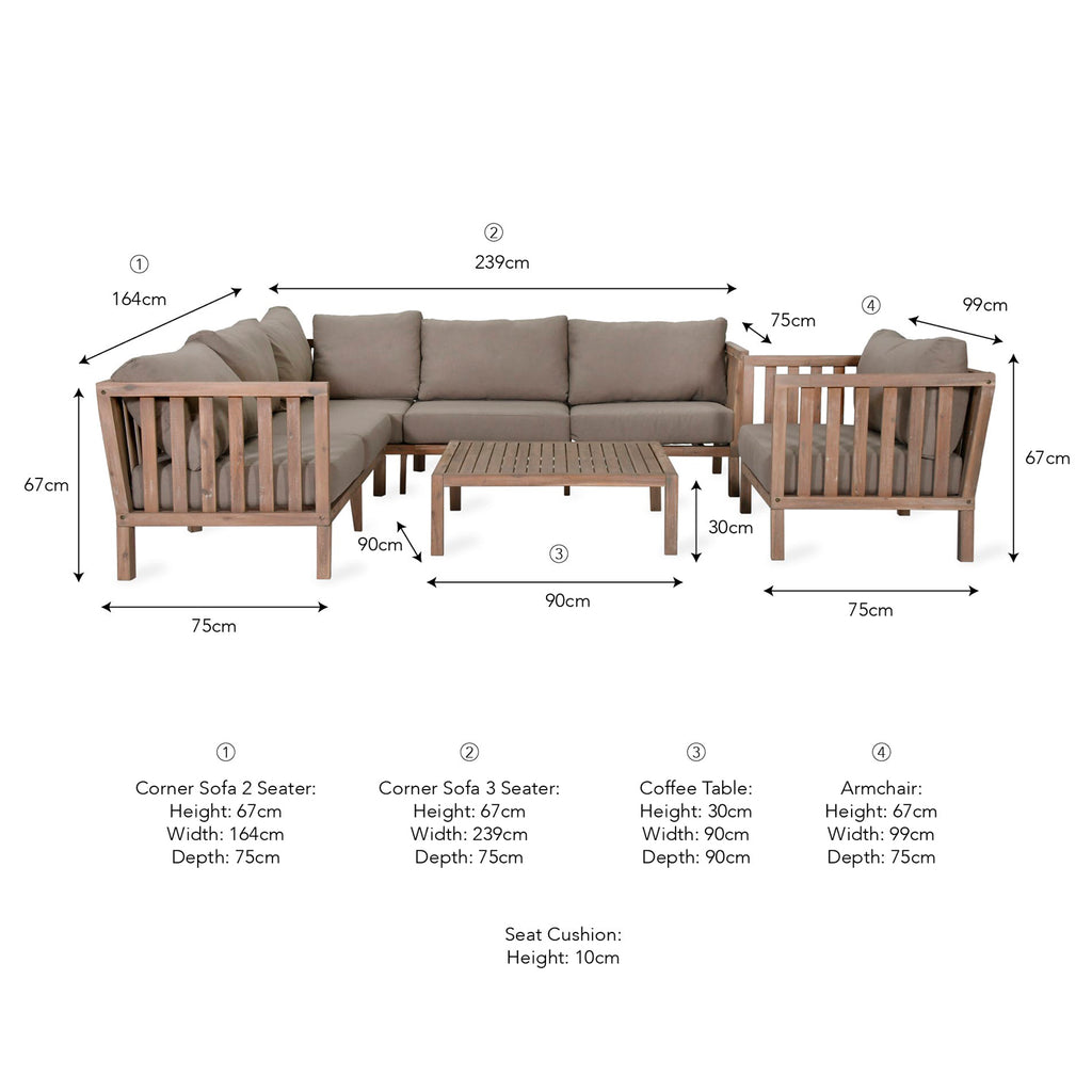 Porthallow Corner Sofa Set-outdoor furniture-The Little House Shop