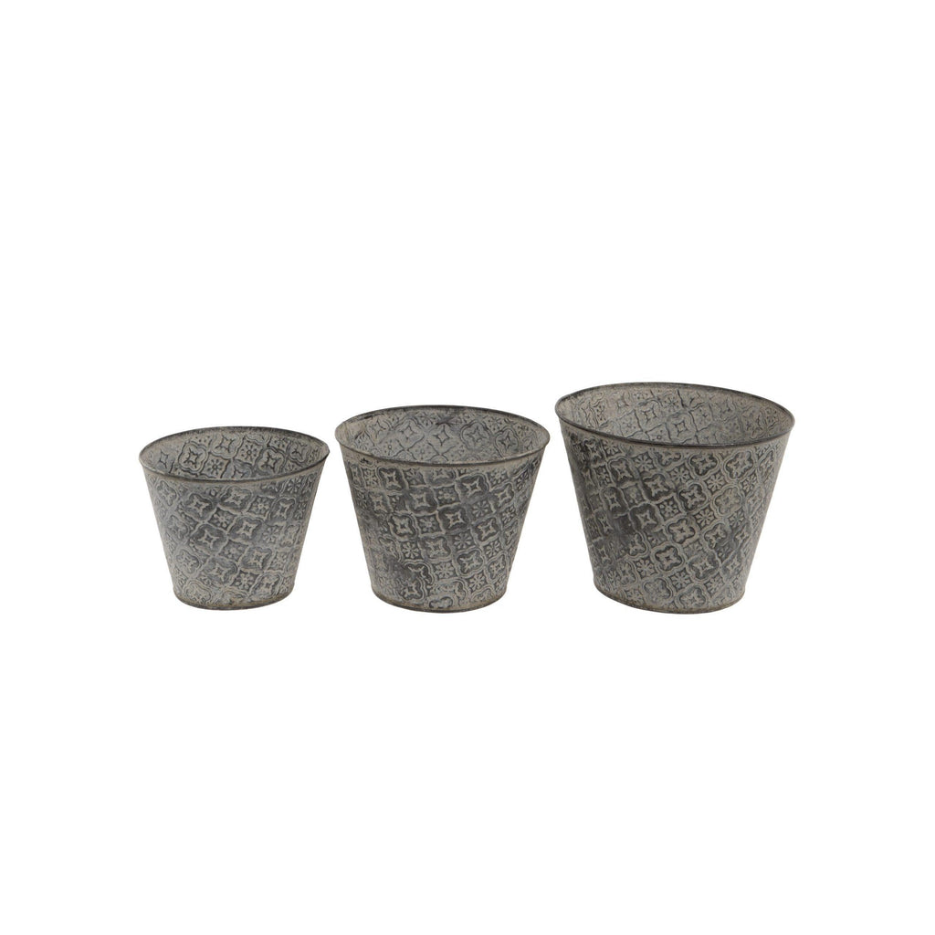 Set of 3 Moroccan Metal Pots-Planters-Yester Home