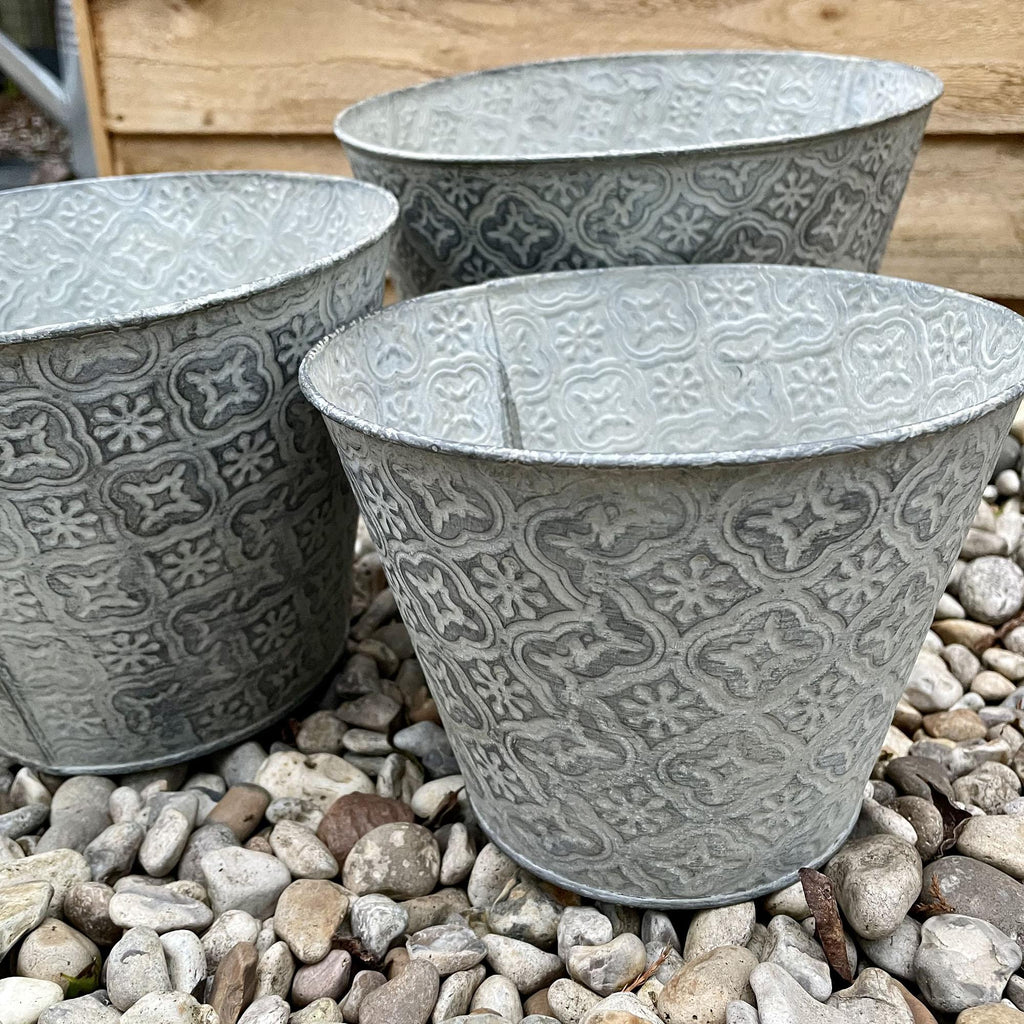 Set of 3 Moroccan Metal Pots-Planters-Yester Home