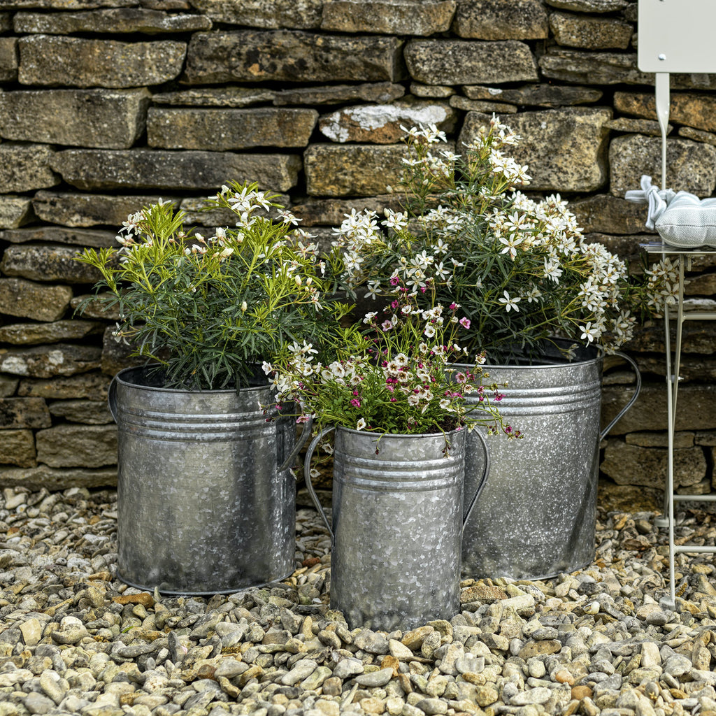 Galvanised Set Of 3 Planters-planter-The Little House Shop