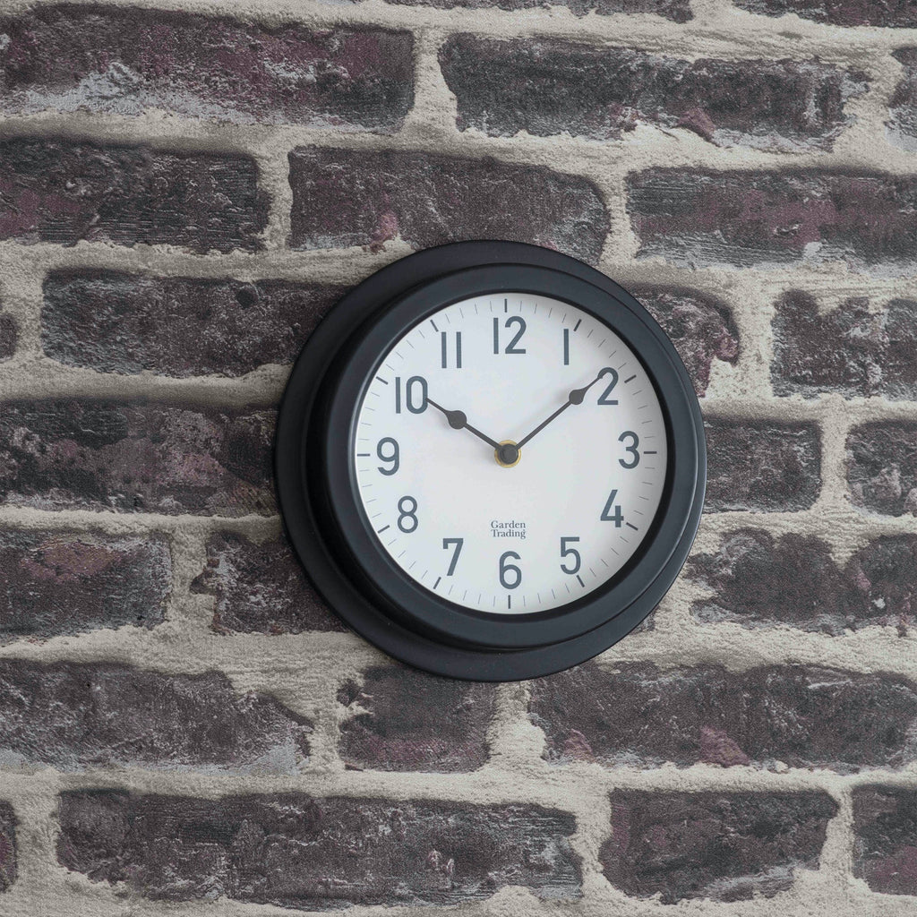 Steel Tenby Clock In Carbon-clock-The Little House Shop