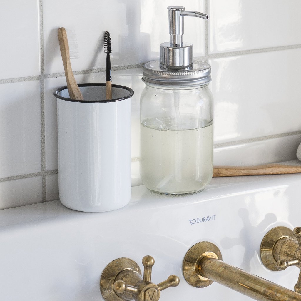 Traditional White Enamel Toothbrush Holder-storage-The Little House Shop