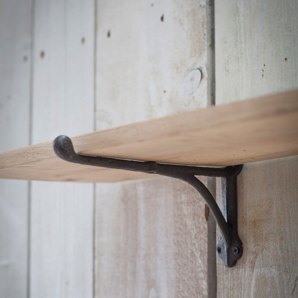 Raw Oak Shelf With Cast Iron Bracket-shelf-The Little House Shop