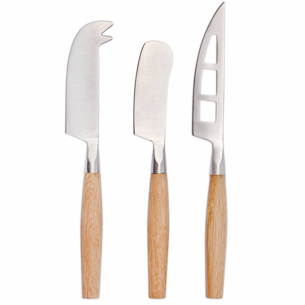 Steel And Oak Set Of 3 Cheese Knives