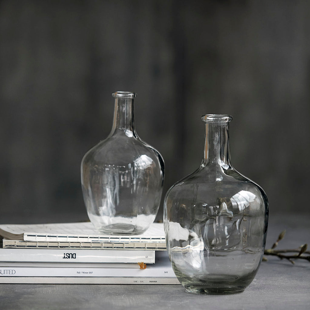 Clear Glass Vase With Narrow Neck-vase-The Little House Shop